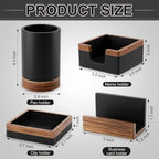 Set of 4 Modern Aesthetic Desk Accessories Organizer Set Minimalist Neutral Home Office Decor Desk Supplies for Men-Pen, Business Card Holder, Sticky Note, Paper Clip Holder (Black) - Image 2