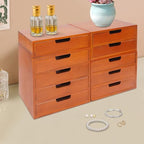 Tabletop Drawer Cabinet,Wooden Desktop Stackable Drawer Cabinet Space-Saving Desktop Storage Organizers with Multiple Drawers for Efficient Office & Home Organization (4-Piece of Set) (brown) - Image 3