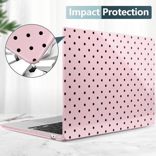 DONGKE for MacBook Air 13 Inch Case M5 2026 M4 2025 M3 M2 2024-2022 A3449 A3240 A3113 A2681, Plastic Hard Shell & Keyboard Cover & Screen Film for MacBook Air 13.6 Inch Case - Black Polka Dots - Image 6