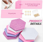 6.7 x 5.9 in 16 Pcs Hexagon Cork Board Tiles, Felt Pin Boards, Pink - Image 3
