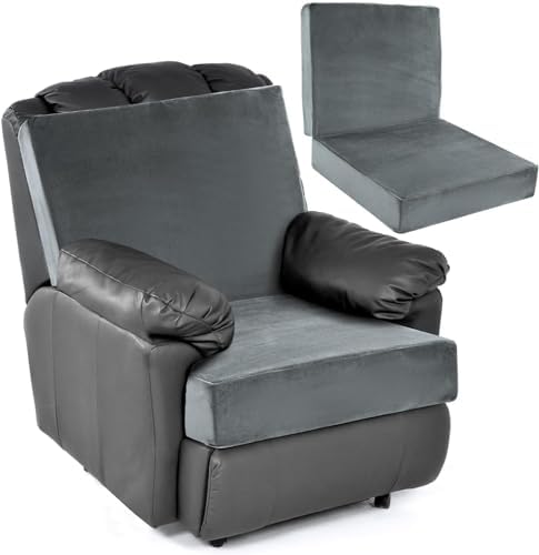 HOMBYS Foam Recliner Chair Cushions for Elderly, 4" Thick Chair Pads with Back Support for Office, Non-Slip Medium Firm Seat Cushion with Lumbar Pillow (Light Grey, 21.5" Backrest) by HOMBYS