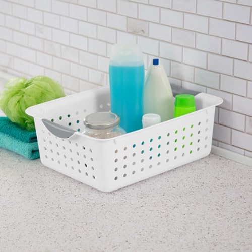 Sterilite Medium Ultra Basket, Open Top Plastic Storage Bin, White, 24-Pack - Image 4