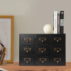 DKSLALALI Apothecary Cabinet Vintage, 9 Drawers Herb Storage Box Chinese Medicine Cabinet Index Card Catalog Desk Apothecary Shelf to Store Jewelry Medications Herbs (Black) - Image 7