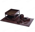 Dacasso Dark Brown Bonded Leather 8-Piece Desk Accessory Set - Organization Essentials & Executive Decor - Luxury Leather Blotter for Office Organization - Image 5