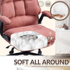 Comfy Office Chair Soft and Double Cushioned Ergonomic Computer Desk Chairs for Long Hours Executive Office Chair with Flip-up Armrests and Height Adjustment for Home Office Pink - Image 4