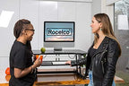 Rocelco 32" Height Adjustable Standing Desk Converter - Slide Out Retractable Keyboard Tray - Sit Stand Up Double Monitor Riser - Dual Piston Lift Assist Tabletop Computer Workstation - Black (R ADRB) - Image 2