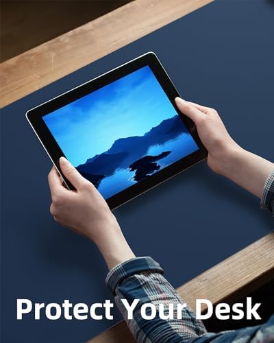 Leather Desk Pad Blotter,Mouse Pad,Office Desk Mat, Non-Slip PU Leather Desk mat,Large Desk mat,Waterproof Keyboard mat for Office/Home/Decor (Midnight Blue,48" x 24") - Image 3