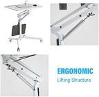 Mobile Rolling Desk, Small Standing Desk with Wheels,Portable Laptop Desk - Image 3