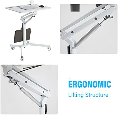 Mobile Rolling Desk, Small Standing Desk with Wheels,Portable Laptop Desk - Image 3