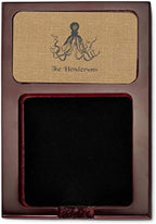 Personalized Octopus & Burlap Print Red Mahogany Sticky Note Holder - Image 2