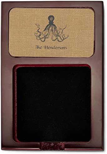 Personalized Octopus & Burlap Print Red Mahogany Sticky Note Holder - Image 2