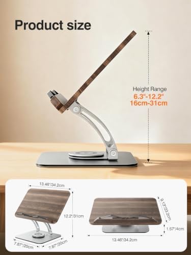Tounee Adjustable Book Stand with 360° Swivel Base,Bright Silver - Image 6