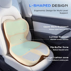 Coverado Car Seat Cushion and Lumbar Support Pillow One Piece, Memory Foam Ergonomic Back Support Driving Seat Cushion for Back Pain, Non-Slip Washable Cushion for Car, Driver, Office - Image 2