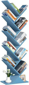 10 Tier Tree Book Shelf, Floor Standing Wood Bookshelf for Narrow Space by SHEEPAM