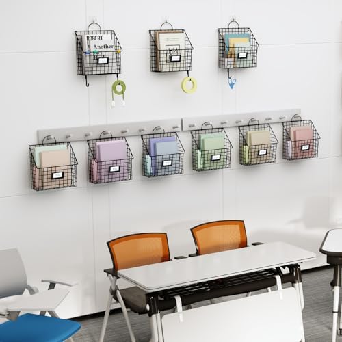 3 Packs Hanging Wall File Organizer with Hooks, Magazine Rack ,Mail Basket - Image 3
