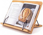 Bamboo Cookbook Stand Large, Adjustable Book Holder Tray and Page Paper Clips - Natural Color Large - 4-Position Recipe Book Stand Holds Thick Books for Kitchen Counter, Reading, Studying - Foldable by Unknown
