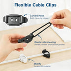 20 Sets Adjustable Cable Management Clips, Self Adhesive Cord Organizer with Elastic Loop, Reusable Cable Holder for Desk, Under Desk, Wall, TV, Office, Home, Charging Cables, USB, HDMI, PC Wires - Image 5