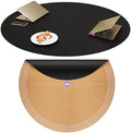 Vyaaa Round Table Pad, 42 Inch Large PU Leather Table Cloth, Cuttable Round Table Protector - Cut to Fit 35” to 42” Dining Table, Desk, Coffee Table, Kitchen Office Table (Black) by Vyaaa
