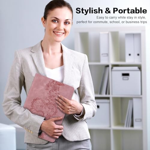 Case for Amazon Kindle Fire HD 10 9th/7th/5th Generation 10.1 Inch (2019/2017/2015) with Card Slots, Embossed PU Leather Shockproof Stand Case for Fire HD 10 9th/7th/5th Gen, Pink - Image 6