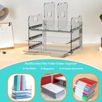 Desktop Files Organizer, Acrylic Desk Organizer with Drawer, Clear File Holder Mail Sorter Office Supplies Storage, Modern Desktop Paper Organizer for Home and Office - Image 6