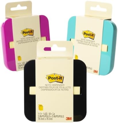 Post-It Pop-Up Note Fashion Dispenser, Assorted Colors, 3 Pack by Unknown