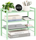 Adjustable Desktop Bookshelf, Metal Desk Shelf Organizer, Sage Green by HOME