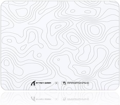 ATTACK SHARK CM05SE Glass Gaming Mouse Pad for FPS & Esports, Nano-Etched Tempered Glass Surface,Ultra-Smooth Low Friction Hard Mousepad,Waterproof Large Desk Mouse Mat for PC Setup,White Contour by ATTACKSHARK