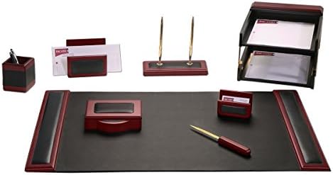 Dacasso Rosewood and Leather Desk Set, 10-Piece by Dacasso