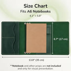 Genuine Leather A6 Journal Cover – Refillable Handmade Notebook Cover with 3 Elastic Bands, Pen Loop & Card Pockets – Travel Diary Case Fits A6 4.1" x 5.8" Notebooks (Paper Not Included), Green - Image 2