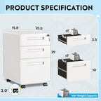 DEVAISE 3 Drawer File Cabinet with Lock, Fully Assembled Filing Cabinet - Image 3