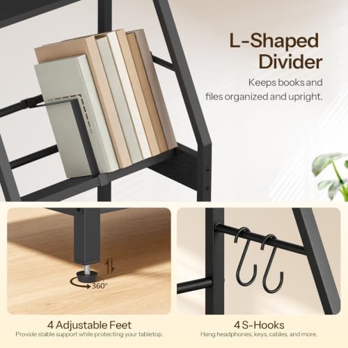HOOBRO Desktop Bookshelf, 3-Tier Desk Organizer Shelf, Small Office Shelves - Image 6