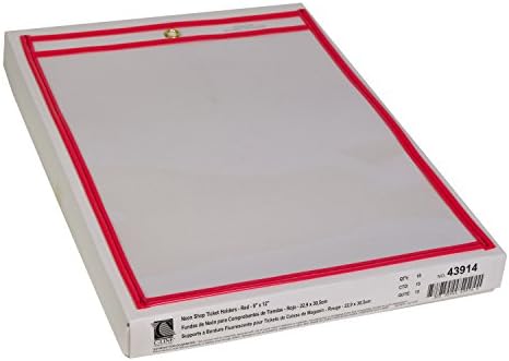 C-Line Neon Stitched Shop Ticket Holders, Red, Both Sides Clear, 9 x 12 Inches, 15 per Box (43914) - Image 2