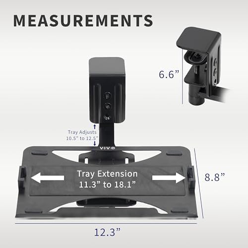 VIVO Clamp-on 12 x 9 inch Rotating Laptop Tray, Extra Sturdy Single Desk Swivel Clamp, Ergonomic Typing, Black, MOUNT-LAP1CB - Image 3