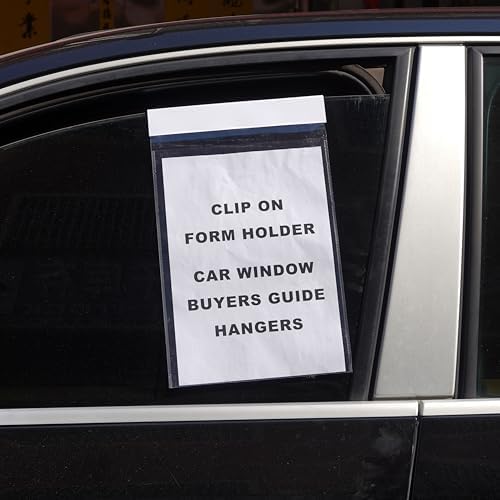 50 Pack Clip on Buyers Guide Window Form Holders Eco-Friendly PVC Window Hangers 9" x 13" - Clear Plastic Pouch Car Dealership Document Holder Sleeves (PVC - 50 Pack) - Image 3