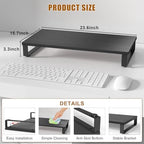 XINYAO Wood Monitor Stand Riser for Desk, 24x12x3 inch, Black - Image 2