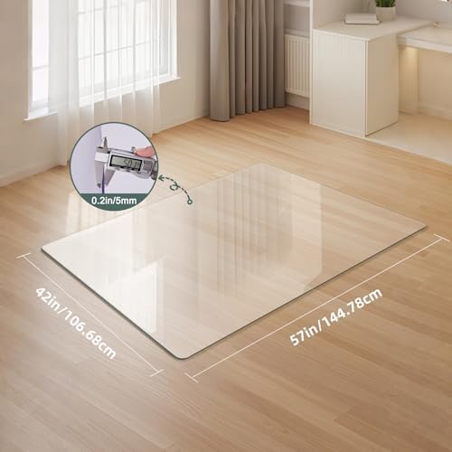 [Tempered Glass] Glass Office Chair Mat for Carpet Heavy 57" x 42"-1/5" Thick Premium Tempered Glass Duty Hard Glass Chair Mats -for Office Chair on Carpet or Hard Floor with 4 Anti-Slip Pads - Image 2