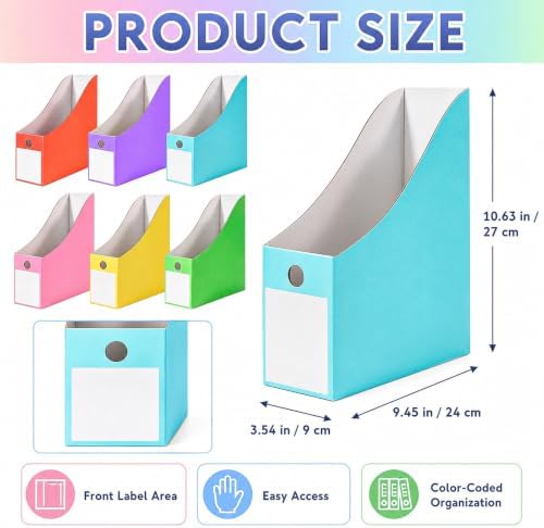 CZWZ 24 Pcs Pastel Magazine File Holders, Cardboard Magazine Organizer Bins with Labels, Foldable File Storage Boxes for Classroom Organization, Books, Documents, Folders, School Office Supplies - Image 2