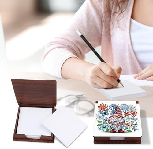 4Pcs Sticky Note Holder Diamond Art Painting Wooden Post Note Dispenser Memo Paper Storage Box with 160 Sticky Notes Desk Office Accessories-01 - Image 2