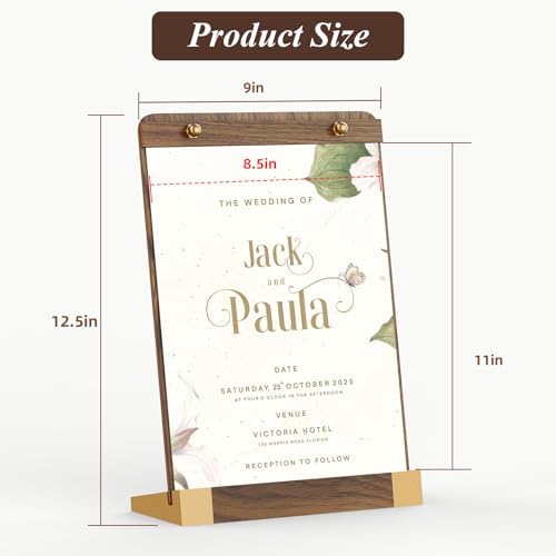 PPH-Sisy 4 Pack Acrylic Sign Holders 8.5 x 11 with Wood Base, Tabletop Display Sign Stand for Menu Flyer Poster, Clear Acrylic Paper Frame for Restaurant Coffee Shop Hotel Office Exhibition - Image 3