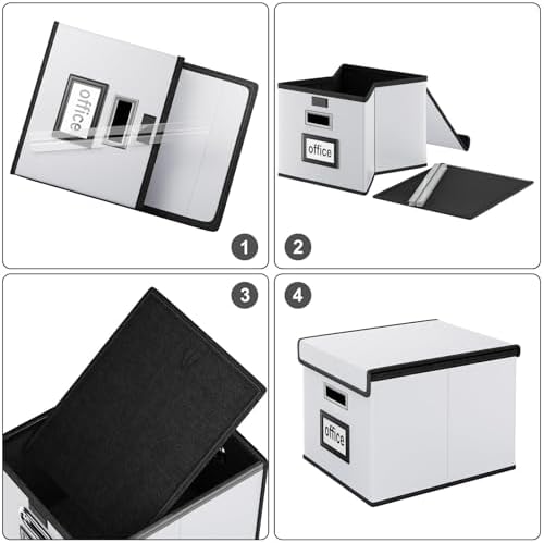 File Organizer Box with Lids, Collapsible File Folder Organizer - Image 6