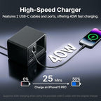 Gitryin 10-in-1 Desktop Charging Station, 6 AC, 80W Retractable GaN Charger - Image 2