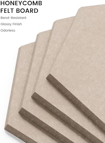 Fluxynara 8-Pack Hexagon Felt Bulletin Board Tiles, Taupe-1 - Image 3