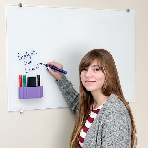 Glassboard Studio Magnetic Dry Erase Marker Holder - Super Strong for Magnetic Glass Whiteboard or Fridge - 2 Large Neodymium Magnets - No Slip Grip - Eco-Friendly PLA Plastic (Periwinkle Purple) - Image 3