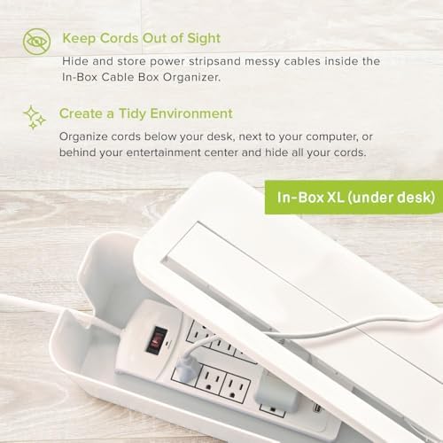 in-Box Cable Box Set with Extra Large Surge Protector Concealer Cable Management for Under Desk and Mobile Charging Station Power Strip Organizer for Desktop, White - Image 3