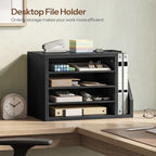 HOOBRO Mail Sorter, Literature Organizer with Adjustable Shelves, Paper Organizer for Office, Home, Wood Countertop File Holders, Mails, Magazines, Black BK41WF01 - Image 4