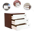 Wood Desk Organizer with 3 Drawers, Lockable Desktop Countertop Storage Cabinet for Home Office Supplies File Tabletop Organizing Unit, 15.75" x 11.02" x 12.2" (Dark Brown + White) - Image 5