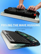 Ergonomic Wave Wrist Rest with Keyboard Stand, Cushioned Palm Rest, Comfortable Integrated Memory Foam for Natural Typing and Relieve Wrist Pain, Flower Sea Forest - Image 3