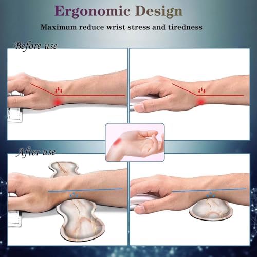 Mouse Pad Set,(31.5×11.8 in) Desk Pad + Keyboard Wrist Rest Support + Mouse Wrist Rest + Coaster for Office,Home,Computer,Laptop - 4 Rose Gold Marble - Image 4