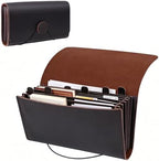 Genuine Leather A6 Receipt Organizer, Leather Expanding Accordion File Folder, 7 Pockets Expanding Bill Receipt Holder for Receipts,Invoices,Coupons,Cards, 7.8X4.3 Inches - Image 3