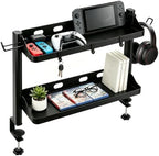 Clamp On Desk Shelf Organizer, 2-Tier Storage with Hooks by Unknown